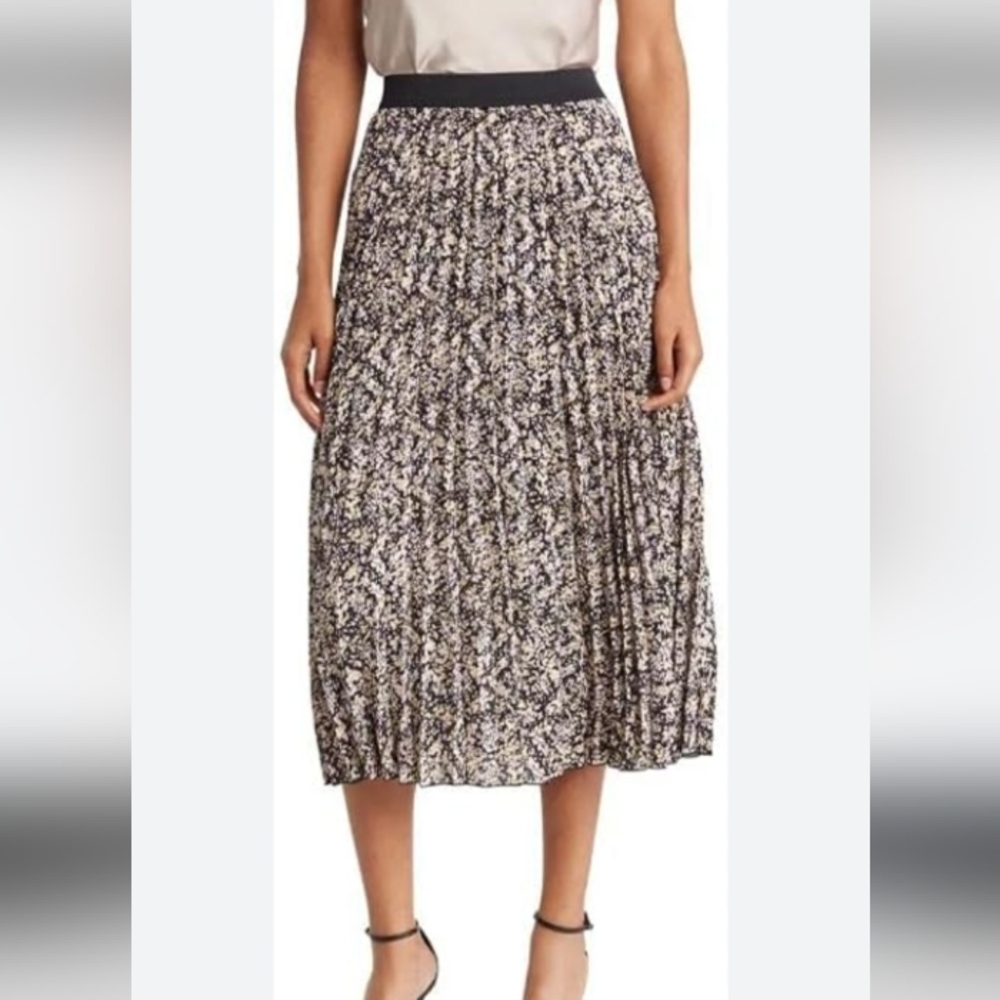 Vince Camuto Black and yellow Floral Midi Skirt